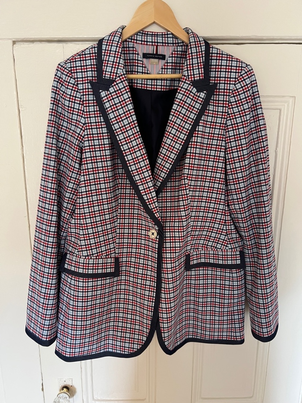 Tommy Hilfiger Women’s Size 14 Red White Blue Plaid Blazer